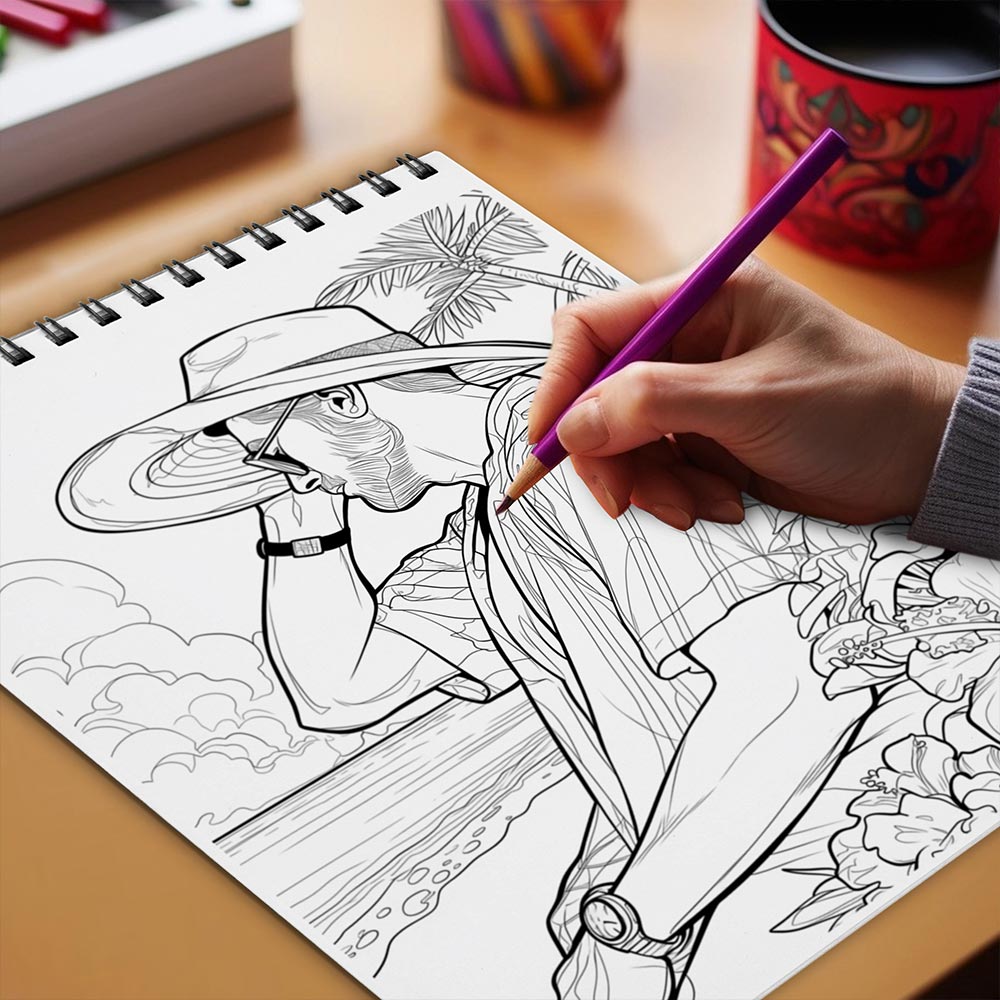 Netecom Summer Fashion Spiral Bound Coloring Book for Adults