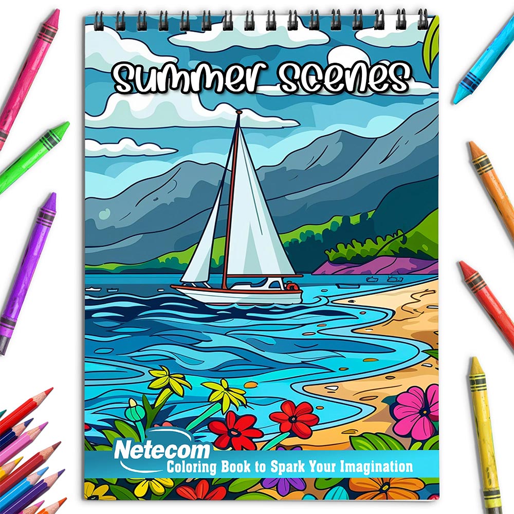 Netecom Summer Scenes Coloring Book for Adults