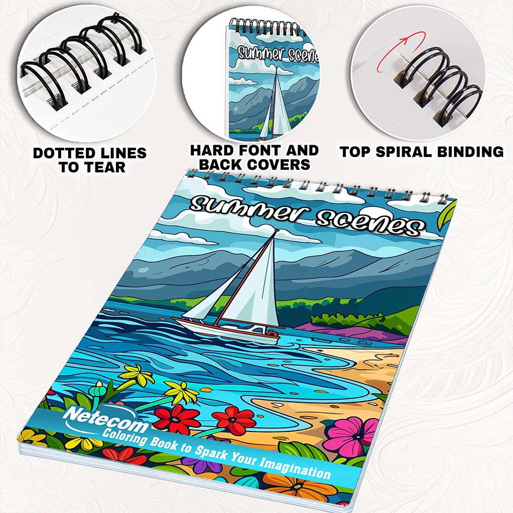 Netecom Summer Scenes Coloring Pages for Adults
