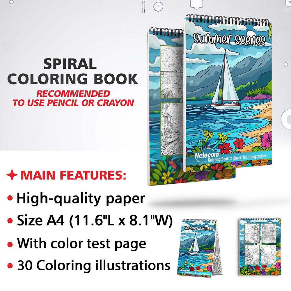 Netecom Summer Scenes Coloring Sheets for Adults