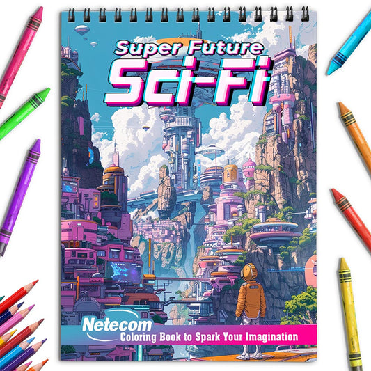 Netecom Super Future Sci-Fi Coloring Book for Adults