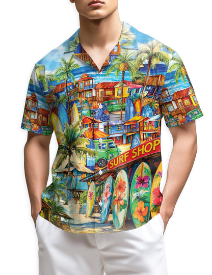 Netecom Surfboard And Surf Shack Hawaiian Shirt for Men