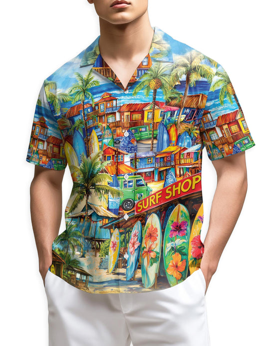 Netecom Surfboard And Surf Shack Hawaiian Shirt for Men