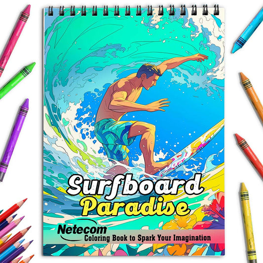 Netecom Surfboard Paradise Coloring Book for Adults