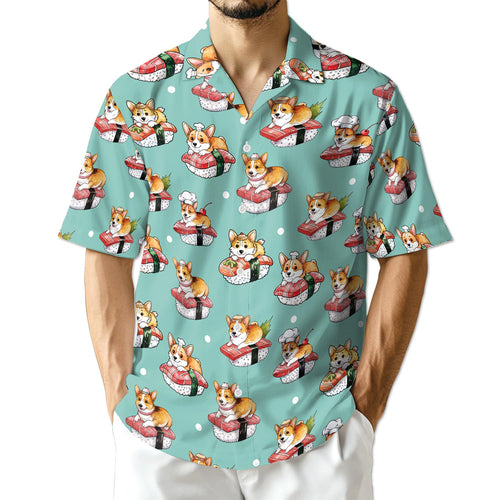 Netecom Sushi Corgi Hawaiian Shirt for Men