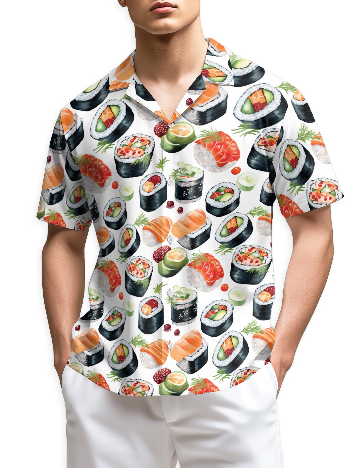 Netecom Sushi Hawaiian Shirt for Men,
