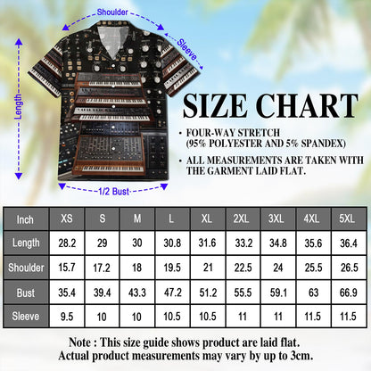 Netecom Synthesizer Synth Techno Music Hawaiian Shirt for Men, Musician Gifts, Button Down Summer Beach Short Sleeve, S-5XL