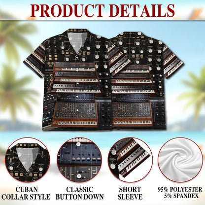 Netecom Synthesizer Synth Techno Music Hawaiian Shirt for Men, Musician Gifts, Button Down Summer Beach Short Sleeve, S-5XL
