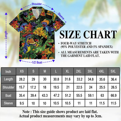 Netecom Taco Dinosaur T-rex Hawaiian Shirt for Men, Button Down Summer Beach Short Sleeve, Floral Style, S-5XL