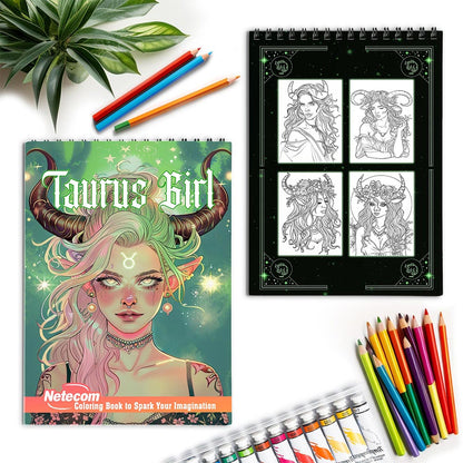 Netecom Taurus Girl Spiral Coloring Book for Adults