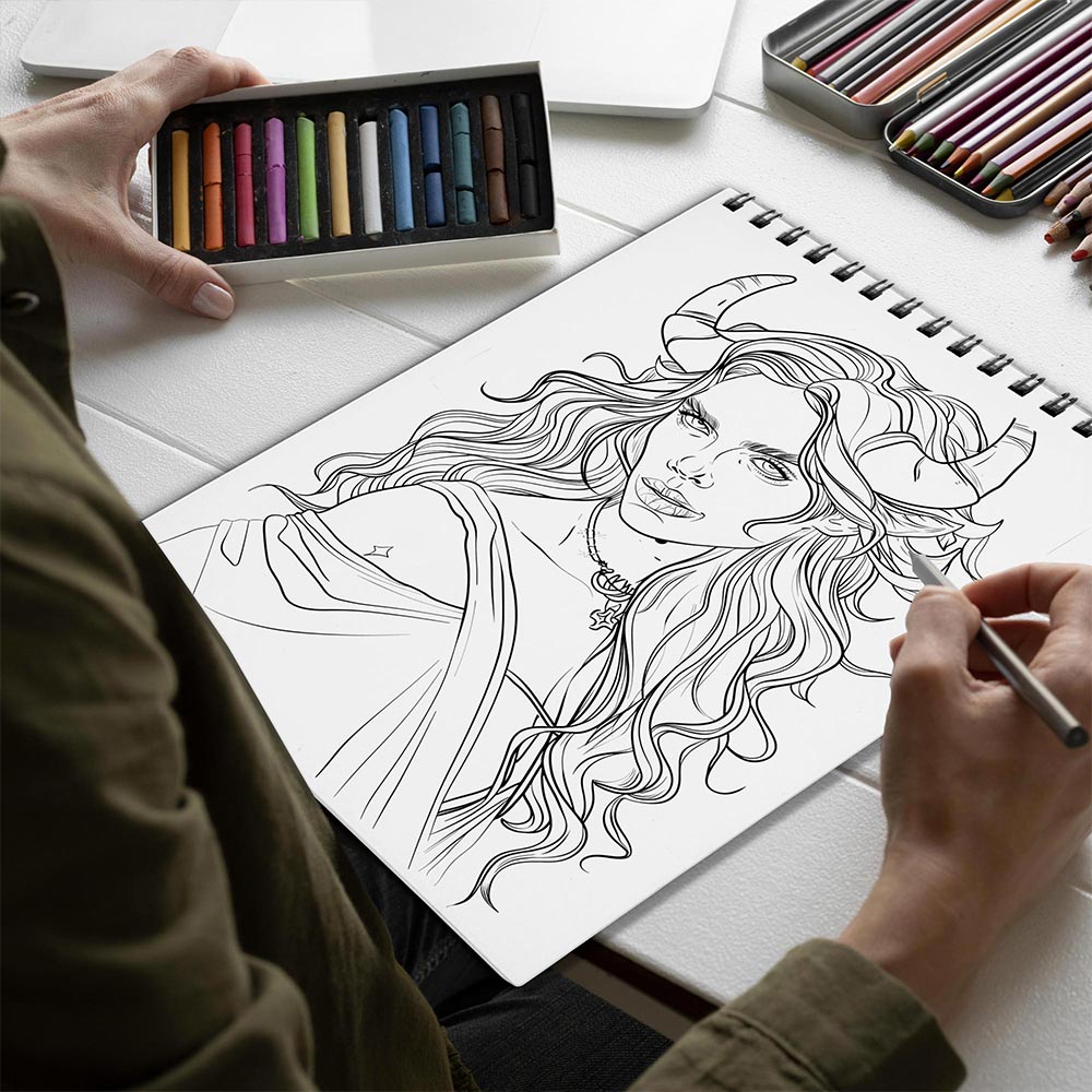 Netecom Taurus Girl Spiral Bound Coloring Book for Adults