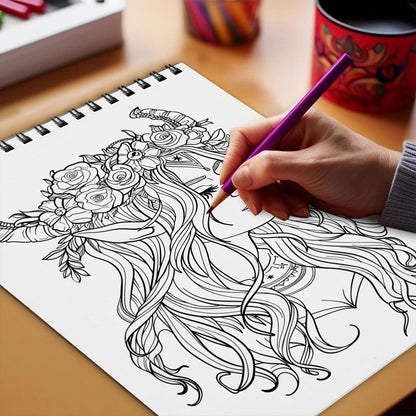 Netecom Taurus Girl Coloring Book Spiral Bound for Adults