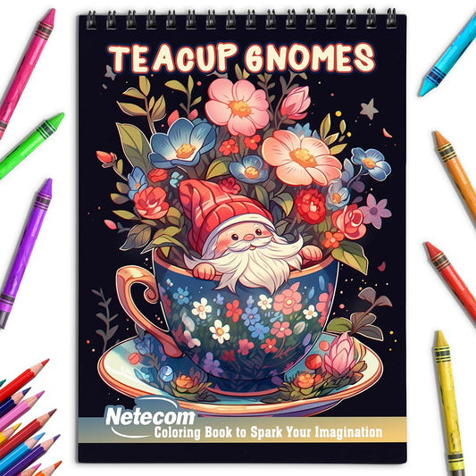 Netecom Teacup Gnomes Coloring Book for Adults