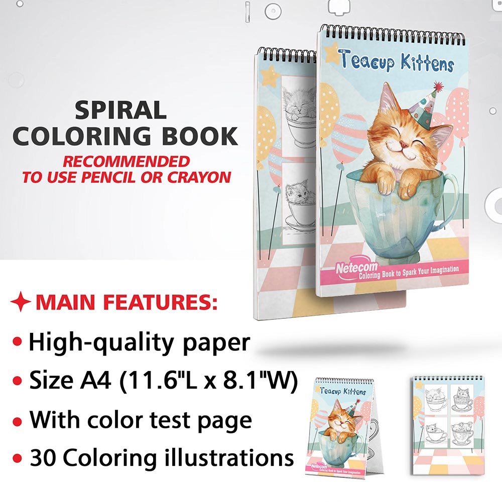 Netecom Teacup Kittens Coloring Sheets for Adults