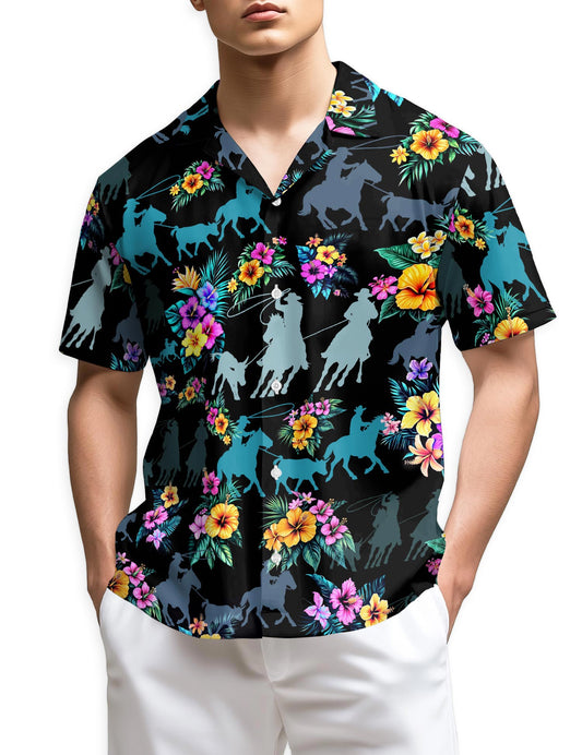 Netecom Team Roping Hawaiian Shirt for Men