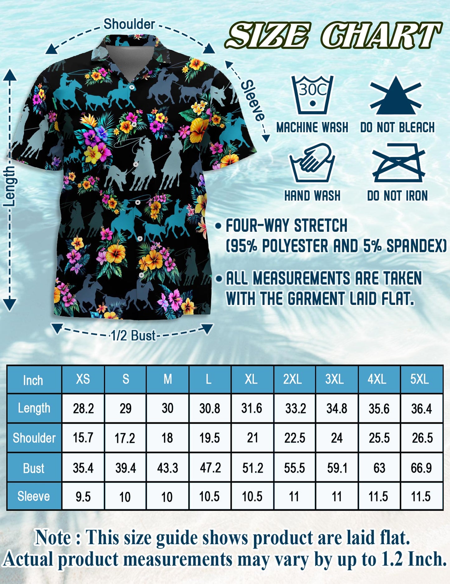 Netecom Team Roping Hawaiian Shirt for Men, Tropical Style, Button Down Summer Beach Short Sleeve, S-5XL