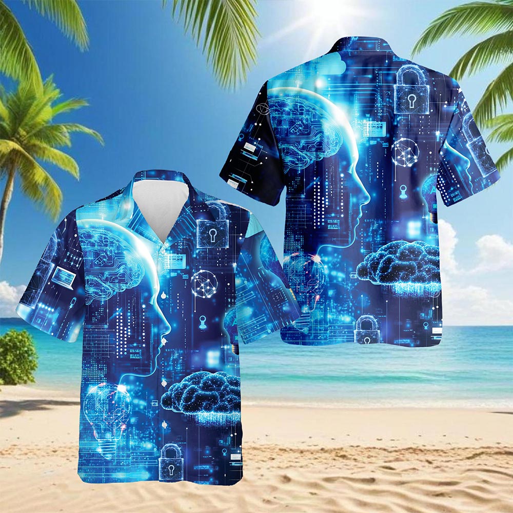 Netecom Technology Life Hawaiian Shirt for Men, Technical Support Gifts, Button Down Summer Beach Short Sleeve, Sizes S-5XL