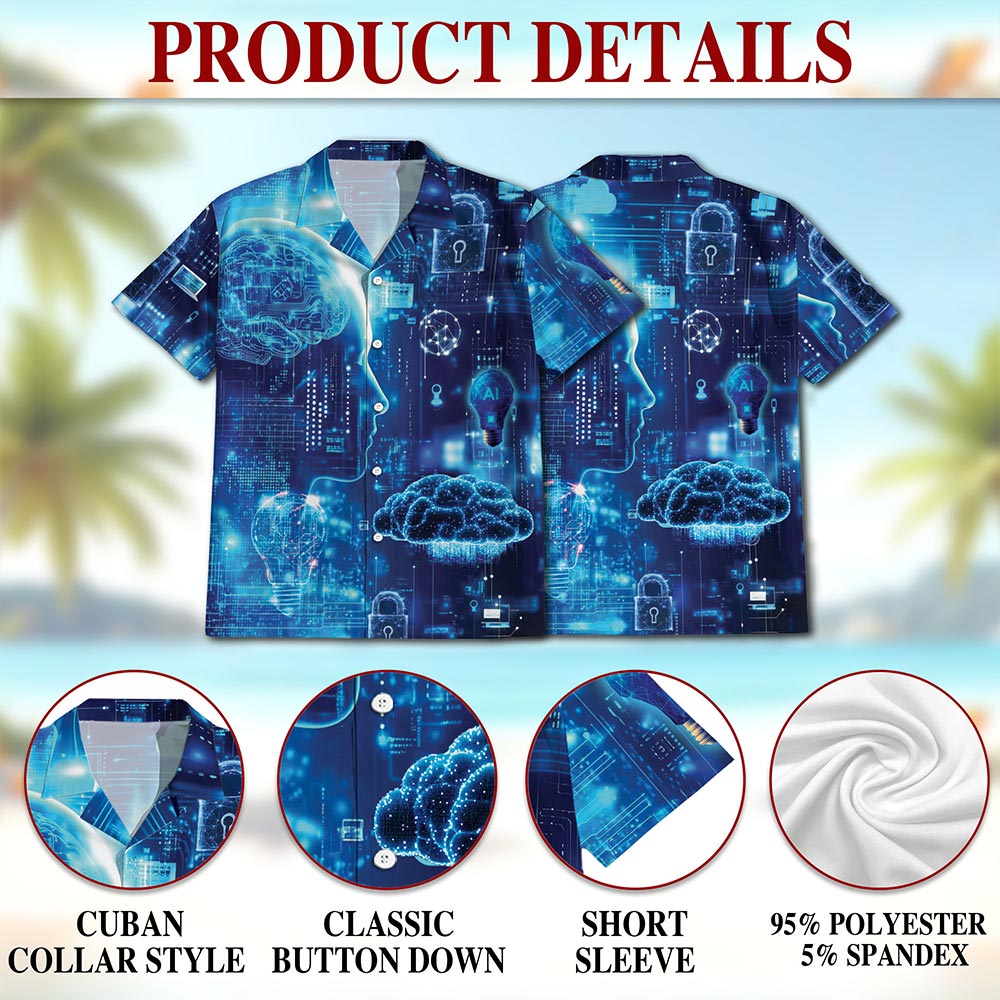 Netecom Technology Life Hawaiian Shirt for Men, Technical Support Gifts, Button Down Summer Beach Short Sleeve, Sizes S-5XL