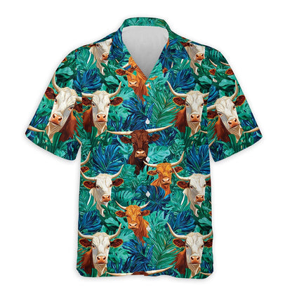 Netecom Texas Longhorn Cattle Hawaiian Shirt for Men