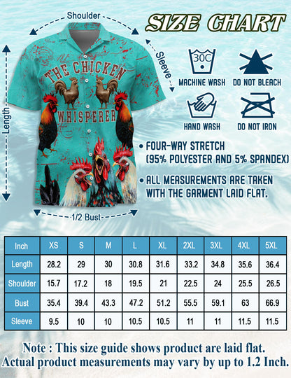 Netecom The Chicken Whisperer Hawaiian Shirt for Men, Button Down Summer Beach Short Sleeve, Sizes S-5XL
