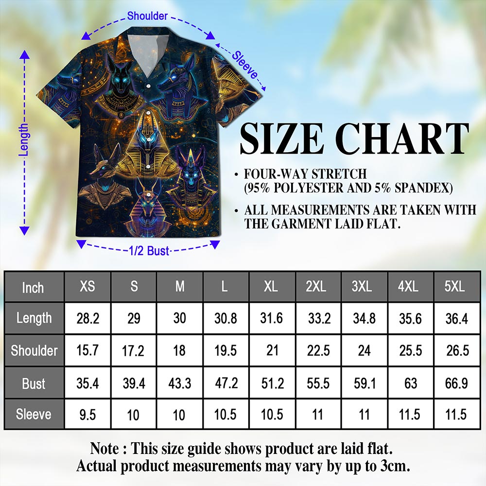 Netecom The Egyptian God Anubis Geometry Black Hawaiian Shirt for Men, Vintage Button Down Summer Beach Shirts, S-5XL