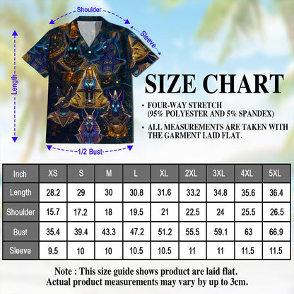 Netecom The Egyptian God Anubis Geometry Black Hawaiian Shirt for Men, Vintage Button Down Summer Beach Shirts, S-5XL