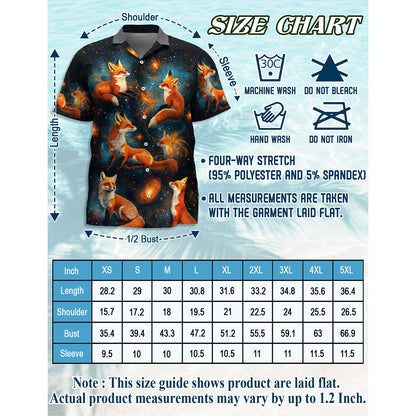 Netecom The Fox In The Starlight Edition Hawaiian Shirt for Men, Button Down Summer Beach Short Sleeve, Sizes S-5XL