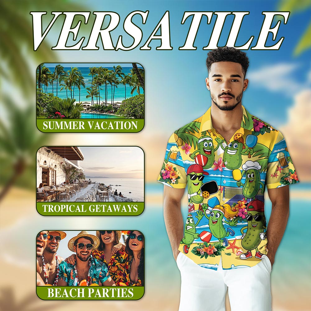 Netecom There's No Sorry In Pickleball Hawaiian Shirt for Men, Pickleball Player Gifts, Button Down Summer Beach Shirts, S-5XL