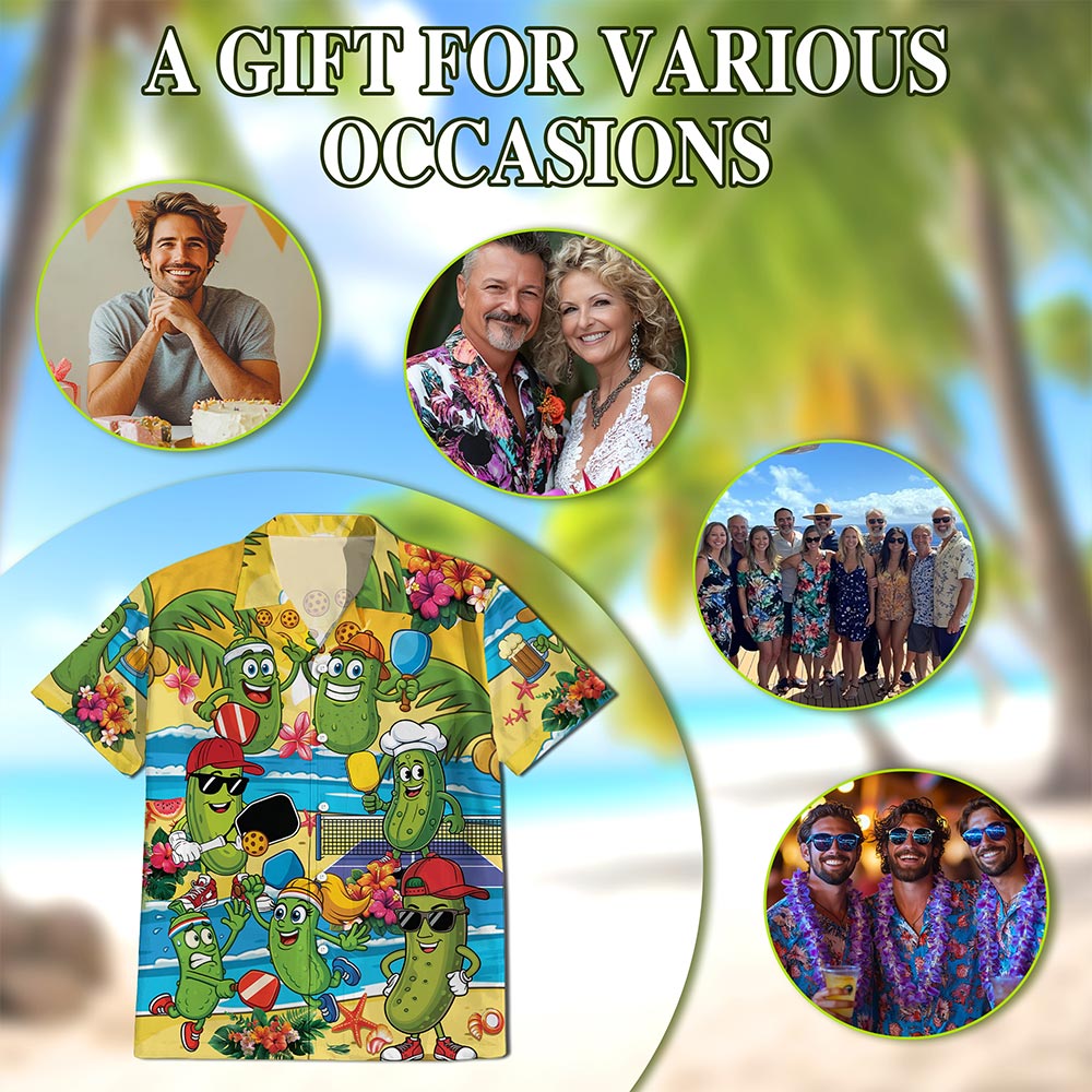 Netecom There's No Sorry In Pickleball Hawaiian Shirt for Men, Pickleball Player Gifts, Button Down Summer Beach Shirts, S-5XL