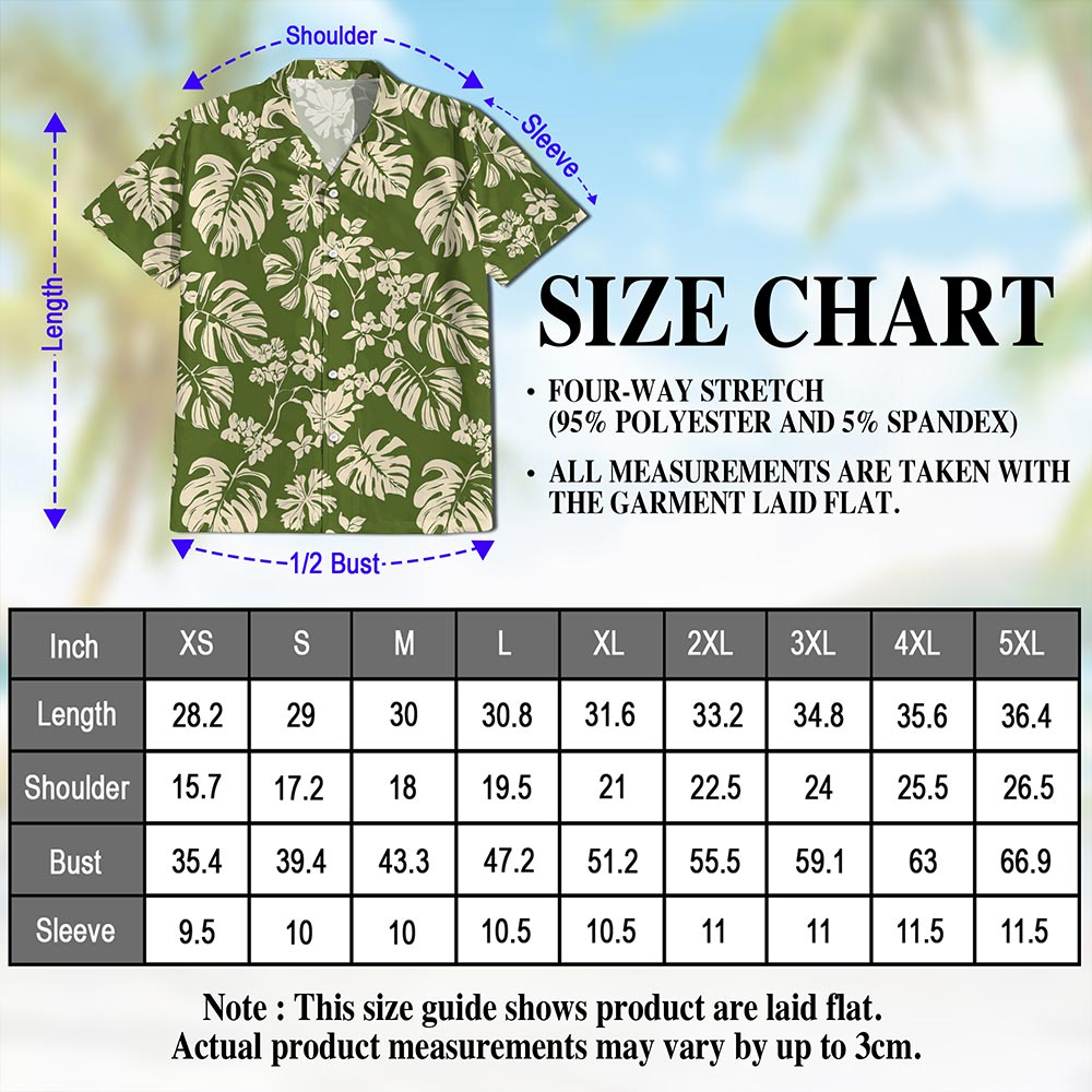 Netecom Tiare Garden Hawaiian Shirt for Men, Tropical Style, Button Down Summer Beach Short Sleeve, S-5XL