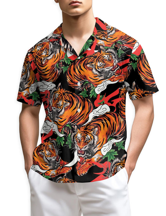 Netecom Tiger Japanese Hawaiian Shirt for Men