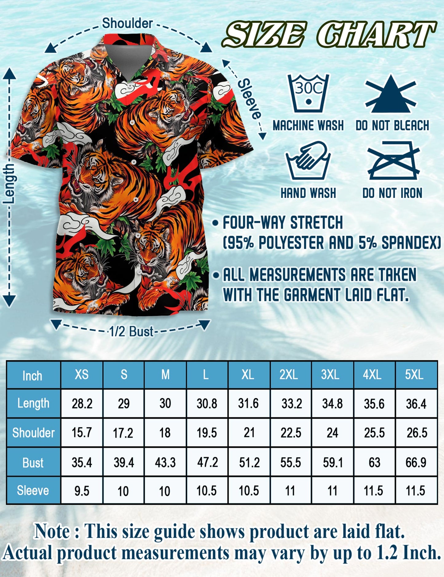 Netecom Tiger Japanese Hawaiian Shirt for Men, Button Down Summer Beach Short Sleeve, S-5XL