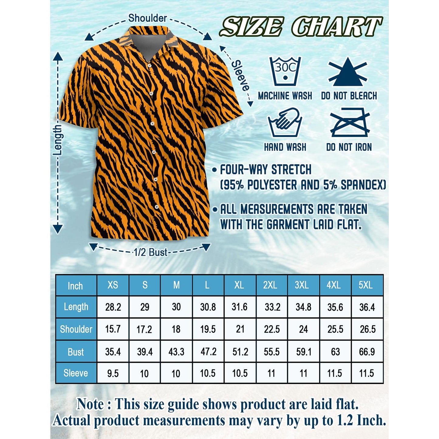 Netecom Tiger Skin Hawaiian Shirt for Men, Button Down Summer Beach Short Sleeve, Sizes S-5XL