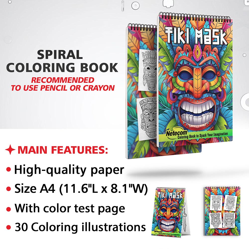 Netecom Tiki Mask Coloring Sheets for Adults