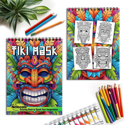 Netecom Tiki Mask Spiral Coloring Book for Adults