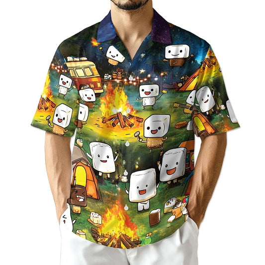 Netecom Toasted Marshmallow Camping Hawaiian Shirt for Men