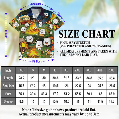 Netecom Toasted Marshmallow Camping Hawaiian Shirt for Men, Cute Camper Gifts, Button Down Summer Beach Short Sleeve, S-5XL