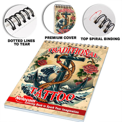 Netecom Traditional Tattoo Coloring Pages for Adults