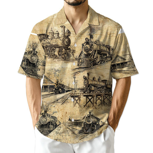 Netecom Train Locomotive Engineer Hawaiian Shirt for Men