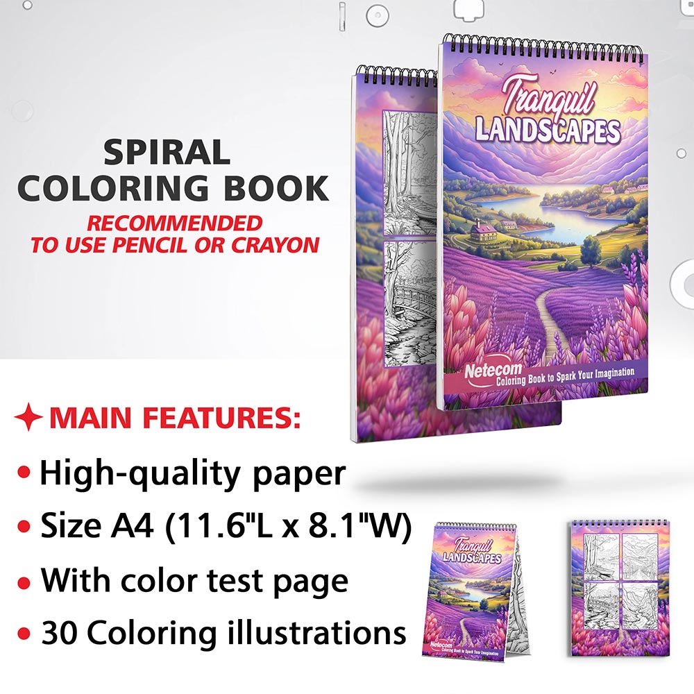 Netecom Tranquil Landscapes Coloring Sheets for Adults