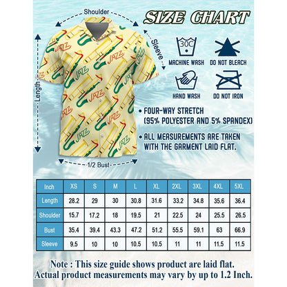 Netecom Trombone Pattern Hawaiian Shirt for Men, Button Down Summer Beach Short Sleeve, Trombone Lover Gifts, S-5XL