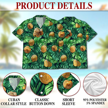 Netecom Tropical Bitcoin Hawaiian Shirt for Men, Tropical Style, Button Down Summer Beach Short Sleeve, S-5XL