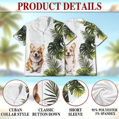 Netecom Tropical Corgi Hawaiian Shirt for Men, Dog Lover Gifts, Corgi Dog Button Down Summer Beach Shirts, S-5XL