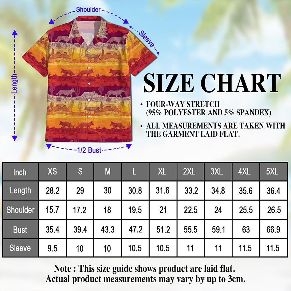 Netecom Tropical Coyotes Hawaiian Shirt for Men, Dog Lover Gifts, Wildlife Summer Beach Button Down Short Sleeve Shirts, S-5XL