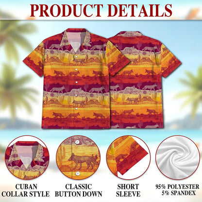 Netecom Tropical Coyotes Hawaiian Shirt for Men, Dog Lover Gifts, Wildlife Summer Beach Button Down Short Sleeve Shirts, S-5XL