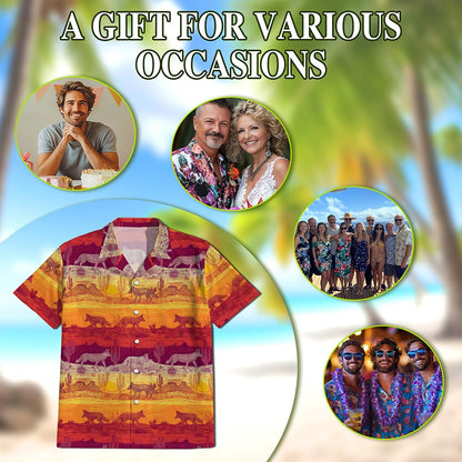 Netecom Tropical Coyotes Hawaiian Shirt for Men, Dog Lover Gifts, Wildlife Summer Beach Button Down Short Sleeve Shirts, S-5XL