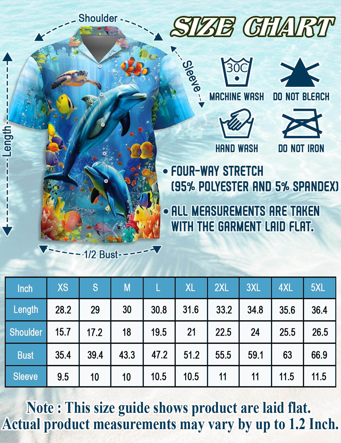 Netecom Tropical Dolphin Hawaiian Shirt for Men, Ocean Style, Ocean Animal Button Down Summer Aloha Beach Shirts, S-5XL