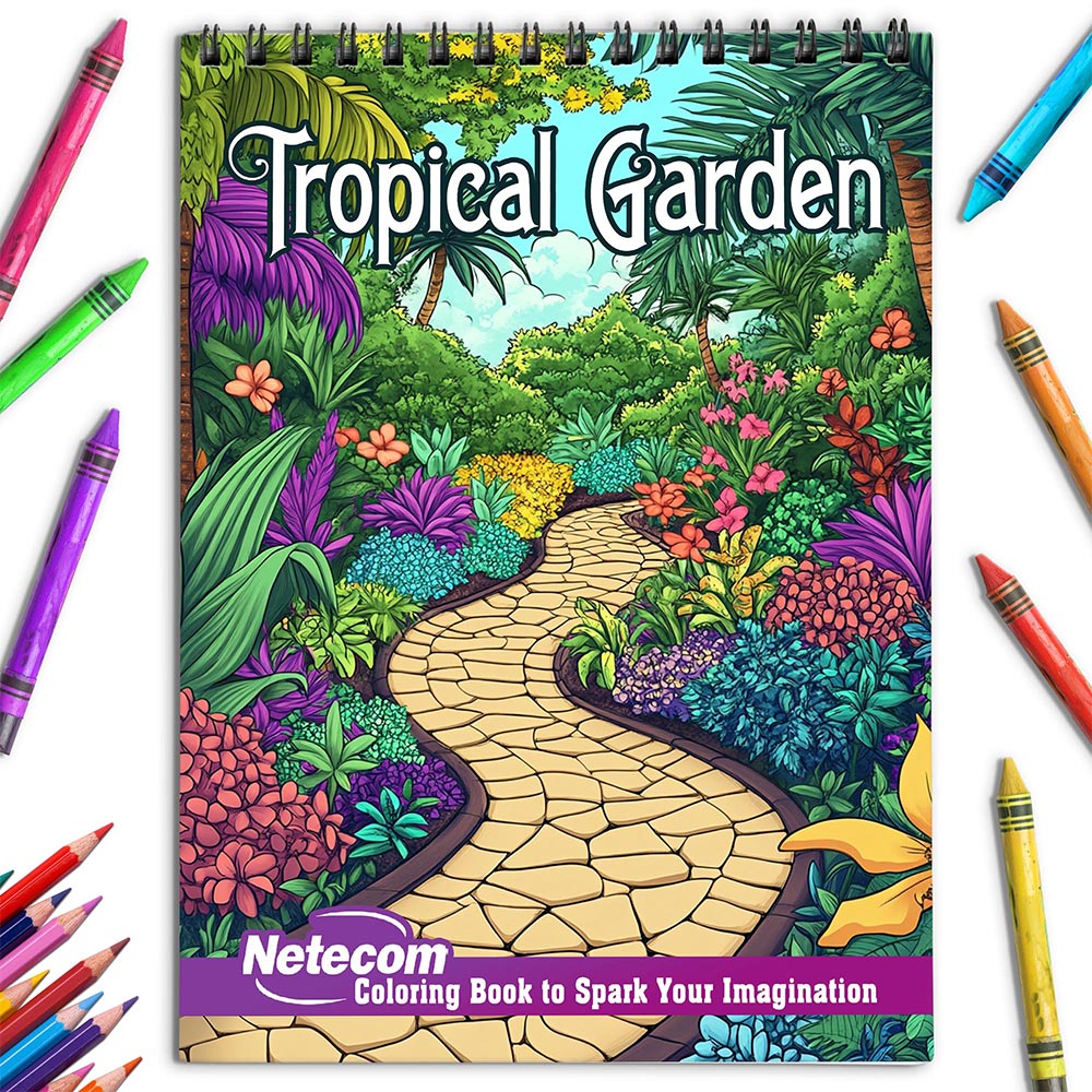 Netecom Tropical Garden Coloring Book for Adults