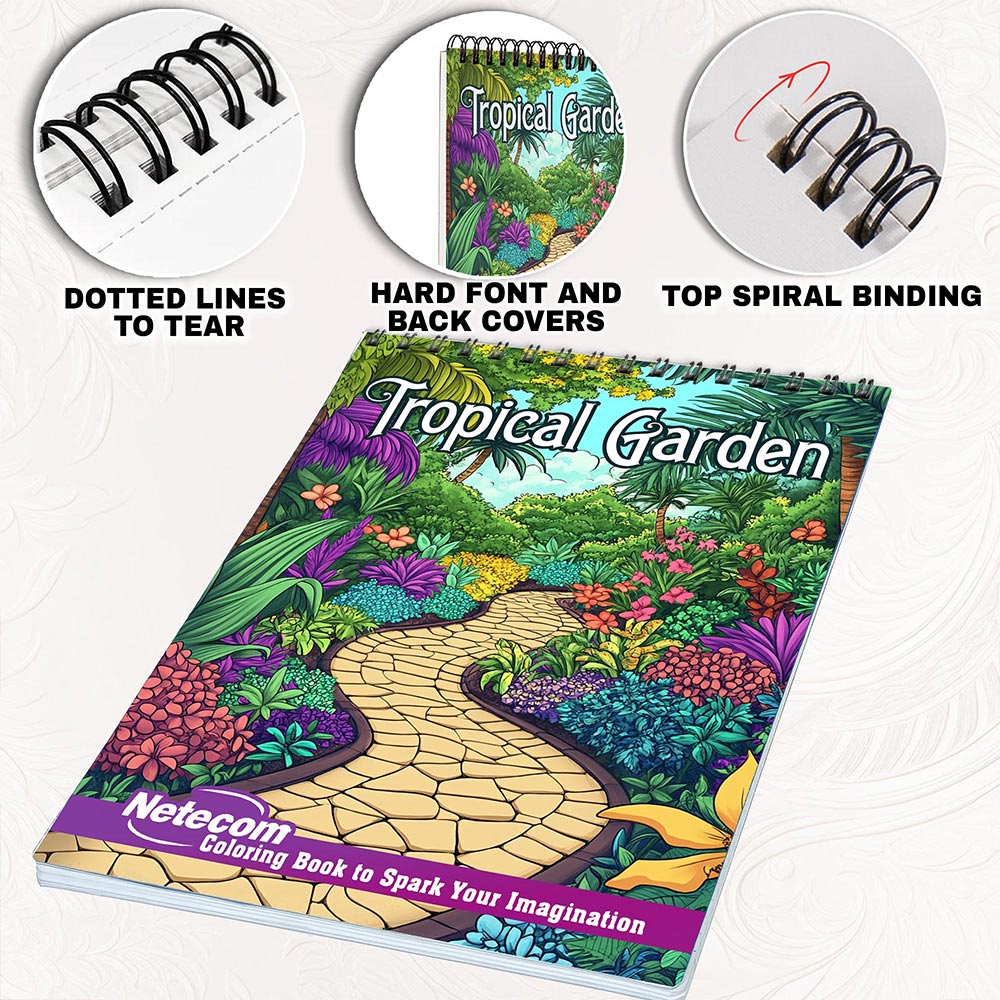 Netecom Tropical Garden Coloring Pages for Adults