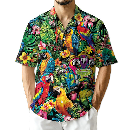 Netecom Tropical Parrot Hawaiian Shirt for Men